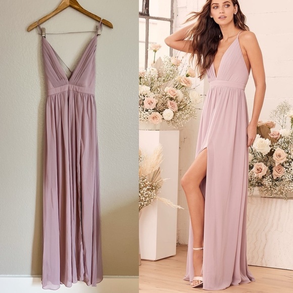 Lulus Dresses & Skirts - Ballroom Bliss Dusty Lilac Pleated Maxi Dress